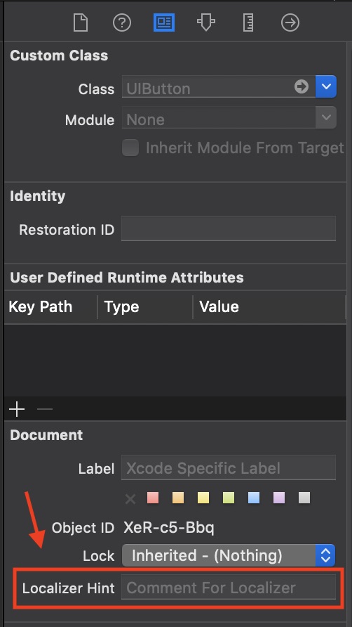 Where to find localizer hint screenshot