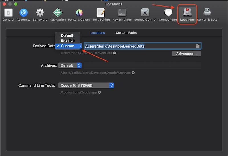 Derived Data custom path on Xcode