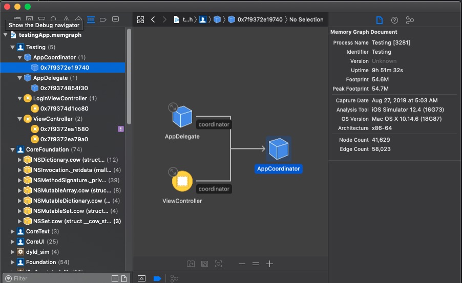 Xcode memgraph visual debugger